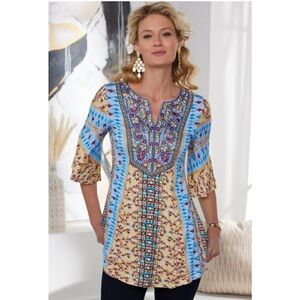 Soft Surrounds Fifi Tunic Top Velvet Embroidered size Medium